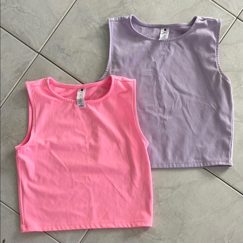Yogalicious Girls Sleeveless Tops Set - Pink and Purple